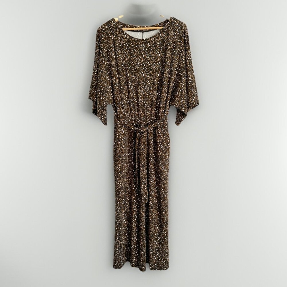 Garnet Hill Midi Dress Women’s Small Pullover Stretch Animal Leopard Boho Exotic